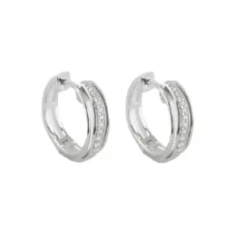 Aros Pendientes en Plata de Ley 925m de 15 mm. circonitas en el centr