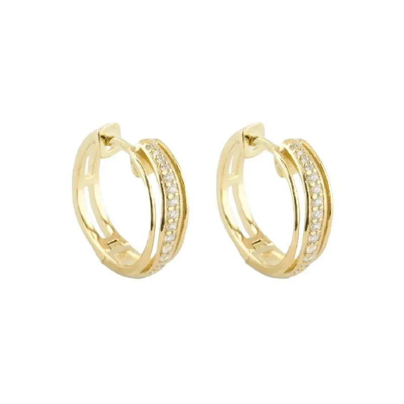 Aros Pendientes en Plata de Ley 925m chapados en oro con 15 mm. circo