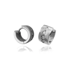 Aros Pendientes Argollas en Plata de Ley 925m anchos con circonitas