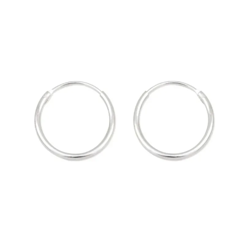 Aros Pendientes en Plata de Ley 925m de 16 mm. tubo liso