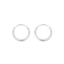 Aros Pendientes en Plata de Ley 925m de 12 mm. tubo liso