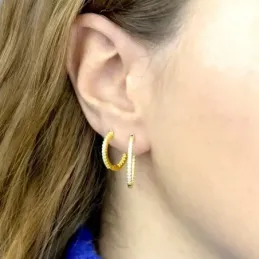 Aros Pendientes en Plata de Ley 925m chapados en oro con 16 mm. detal