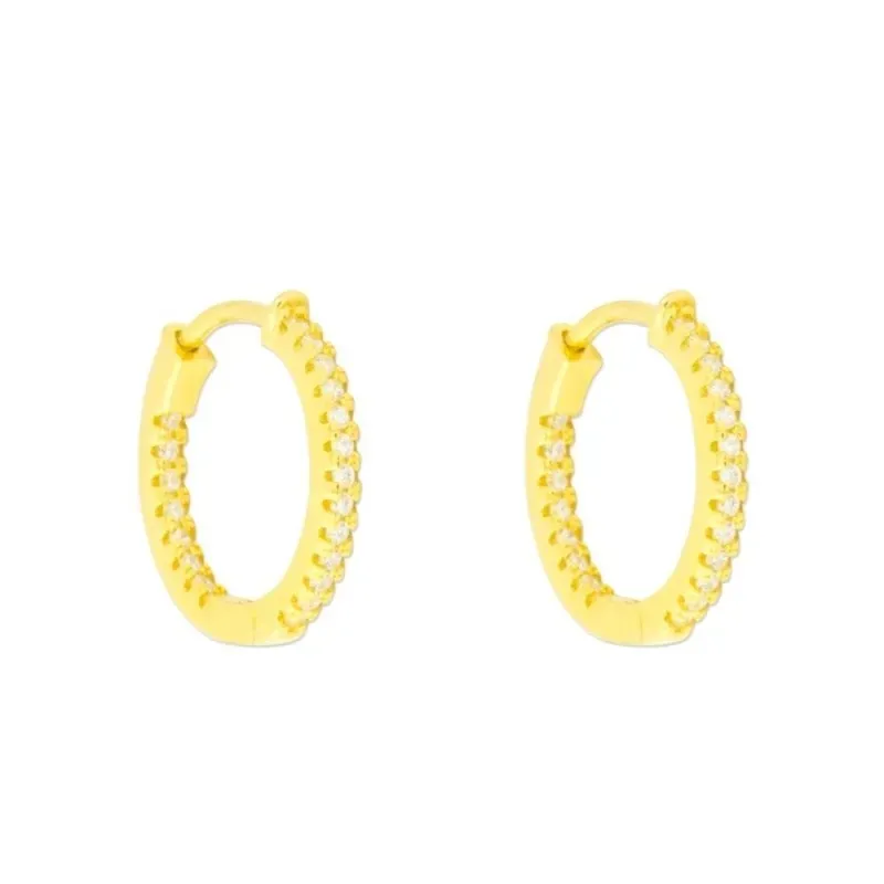 Aros Pendientes en Plata de Ley 925m chapados en oro con 16 mm. detal