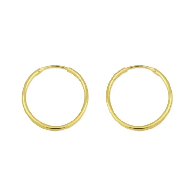 Aros Pendientes Argollas en Plata de Ley 925m chapados oro con 18 mm.