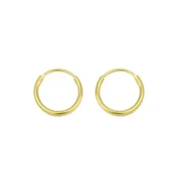 Aros Pendientes Argollas en Plata de Ley 925m chapados oro con 12 mm.
