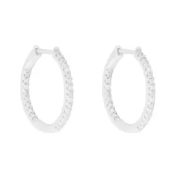Aros Pendientes Argollas en Plata de Ley 925m de 22 mm. con circonita