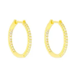 Aros Pendientes Argollas en Plata de Ley 925m de 22 mm. circonitas co
