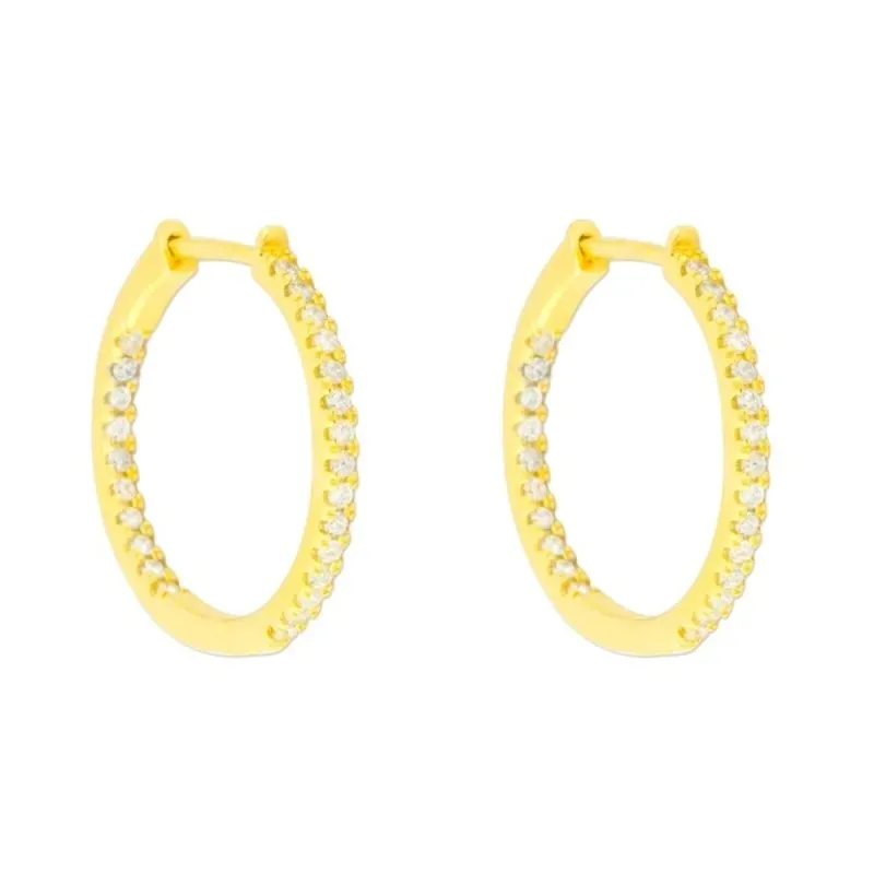 Aros Pendientes Argollas en Plata de Ley 925m de 22 mm. circonitas co
