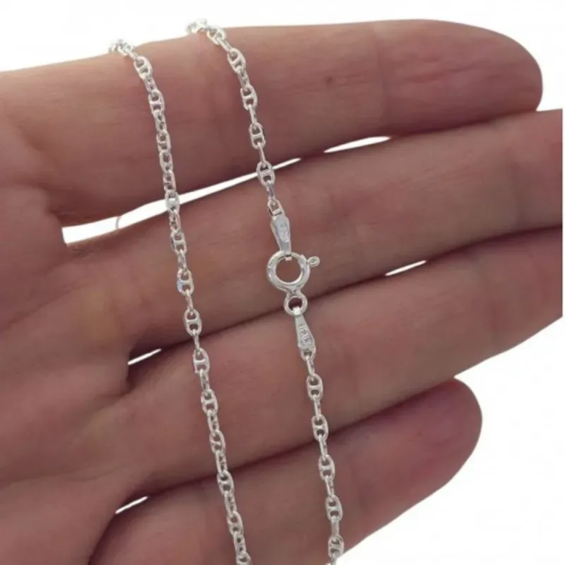 Cadena plata ley 925m lisa 50cm. forzada marina 0.50mm. [AB0439]