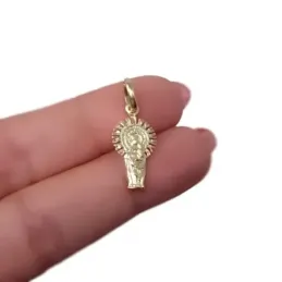 Virgen del Pilar colgante plata Ley 925m maciza chapada oro 21 mm. d
