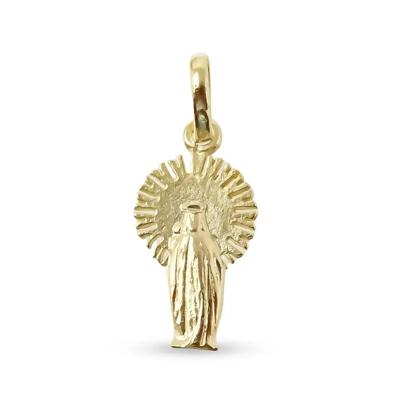 Virgen del Pilar colgante plata Ley 925m maciza chapada oro 21 mm. d