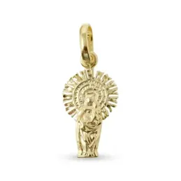 Virgen del Pilar colgante plata Ley 925m maciza chapada oro 21 mm. d