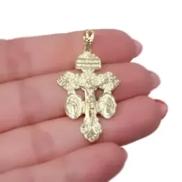 Cruz del Perdón Colgante Plata Ley 925m maciza chapada oro 36 mm. JES