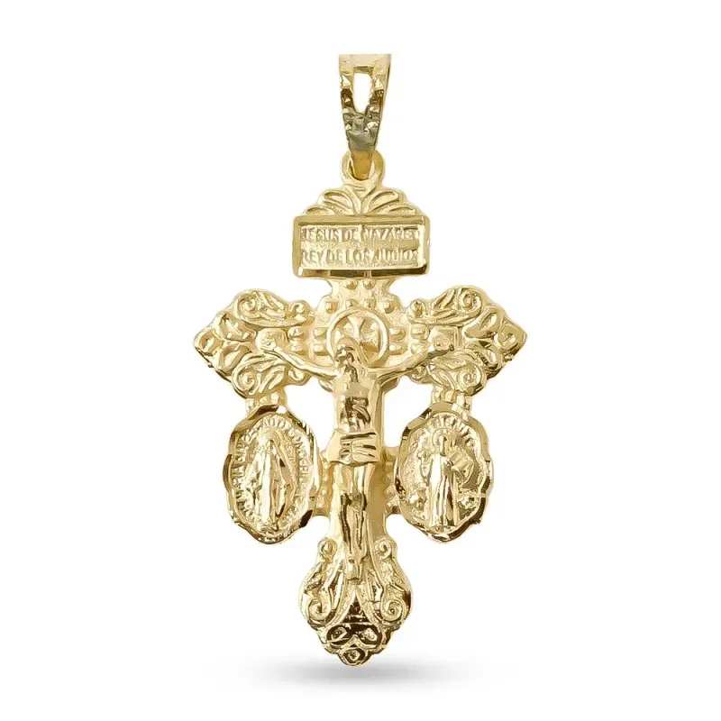 Cruz del Perdón Colgante Plata Ley 925m maciza chapada oro 36 mm. JES