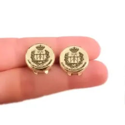 Cubrebotones Plata Ley 925m chapados oro 16 mm.. Grabación imagen nom