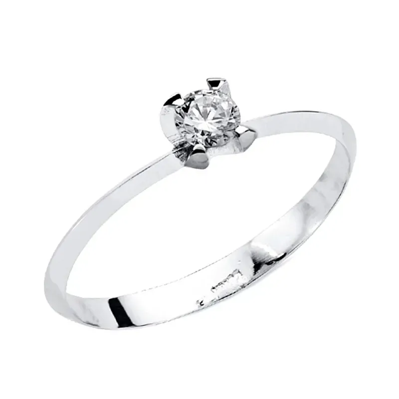 Solitario oro blanco 18k circonita 3.5mm. [AA0482]