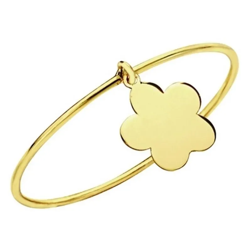 Sortija oro 18k flor aro liso [AB3033]