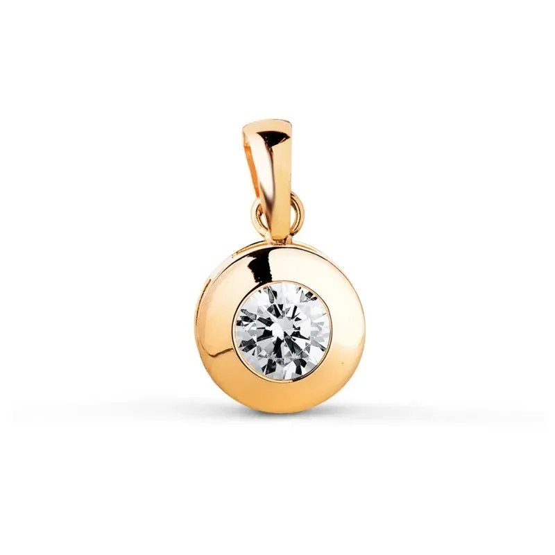 Colgante oro 18k chatón circonita 8mm. [7701]
