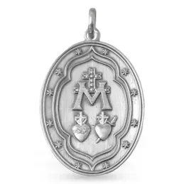 Virgen Milagrosa Medalla en Plata de Ley 925m maciza de 37 mm. ovalad