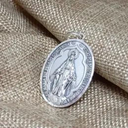 Virgen Milagrosa Medalla en Plata de Ley 925m maciza de 37 mm. ovalad