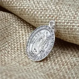 Virgen de Guadalupe de México Medalla en Plata de Ley 925m maciza de