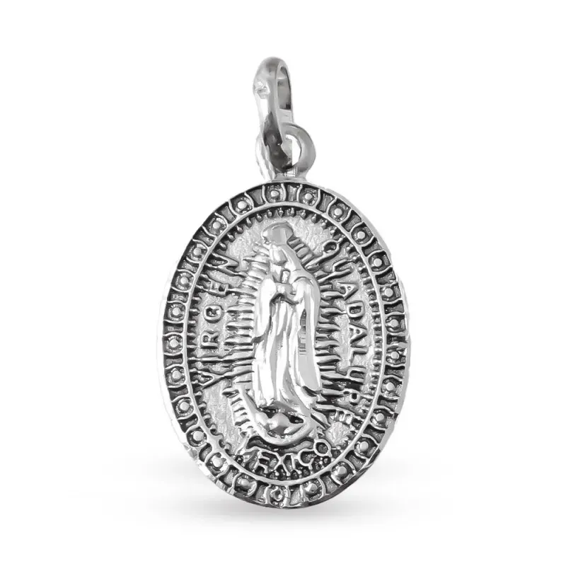 Virgen de Guadalupe México Medalla Plata de Ley 925m maciza 21 mm.. G