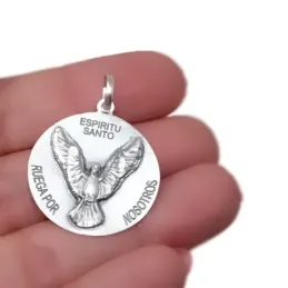 Paloma Espíritu Santo Colgante en Plata de Ley 925m macizo de 27 mm.