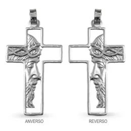 Cruz Cara Jesús Colgante Plata Ley 925m macizo 34 mm. rostro Cristo c