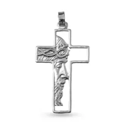 Cruz Cara Jesús Colgante Plata Ley 925m macizo 34 mm. rostro Cristo c