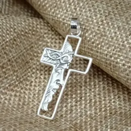 Cruz Cara de Jesús Colgante Plata Ley 925m macizo 34 mm. rostro Crist