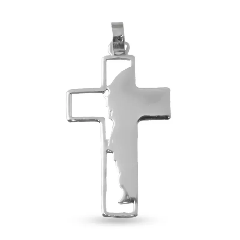 Cruz Cara de Jesús Colgante Plata Ley 925m macizo 34 mm. rostro Crist