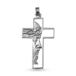 Cruz Cara de Jesús Colgante en Plata de Ley 925m macizo de 34 mm. ros