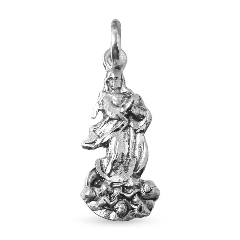 Inmaculada Concepción Colgante en Plata de Ley 925m macizo de 24 mm.