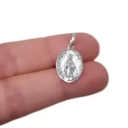 Virgen Milagrosa Coronada Colgante en Plata de Ley 925m macizo de 16