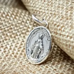 Virgen Milagrosa Coronada Colgante en Plata de Ley 925m macizo de 16