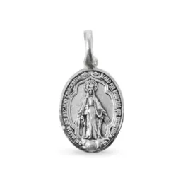 Virgen Milagrosa Coronada Colgante en Plata de Ley 925m macizo de 16