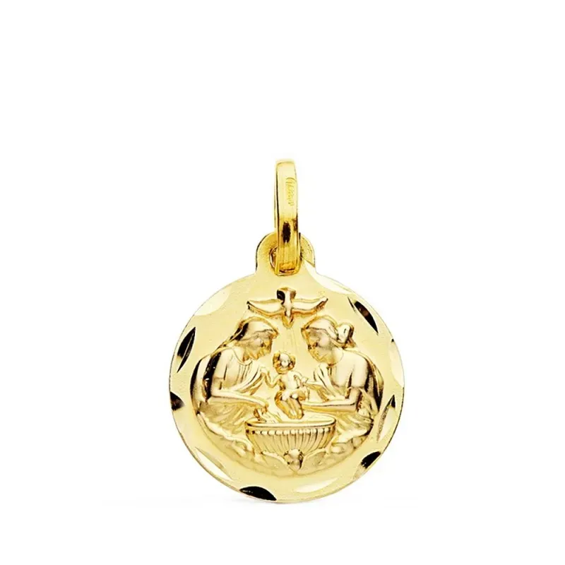 Medalla oro 18k escapulario Bautismo 14mm. [AB3763]