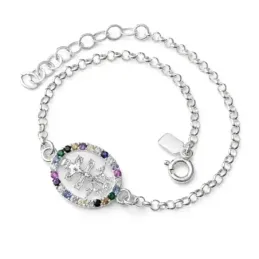 Cruz Caravaca Pulsera Plata Ley 925m 17 cm. Virgen Milagrosa 10 mm. C