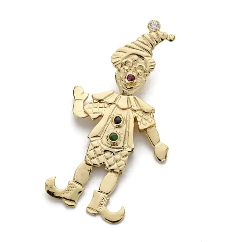 Colgante oro 18k payaso esmeralda rubi zafiro circonita [292]