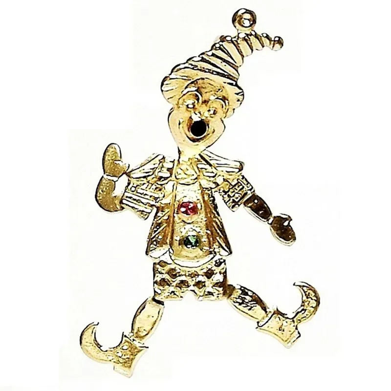 Colgante oro 18k payaso esmeralda rubi zafiro circonita [292]