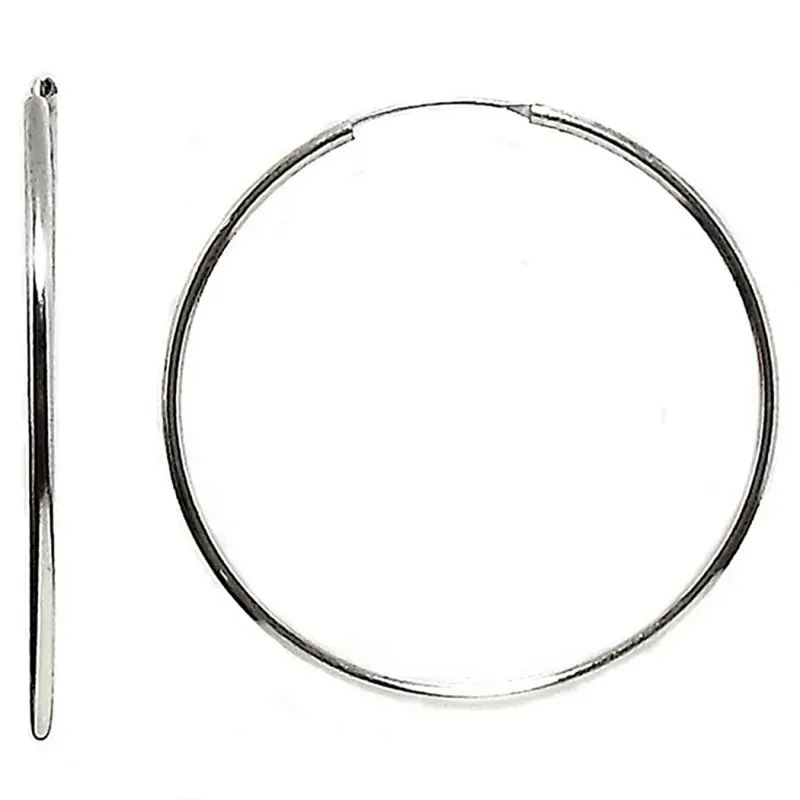 Pendientes plata Ley aros redondos lisos [1970]