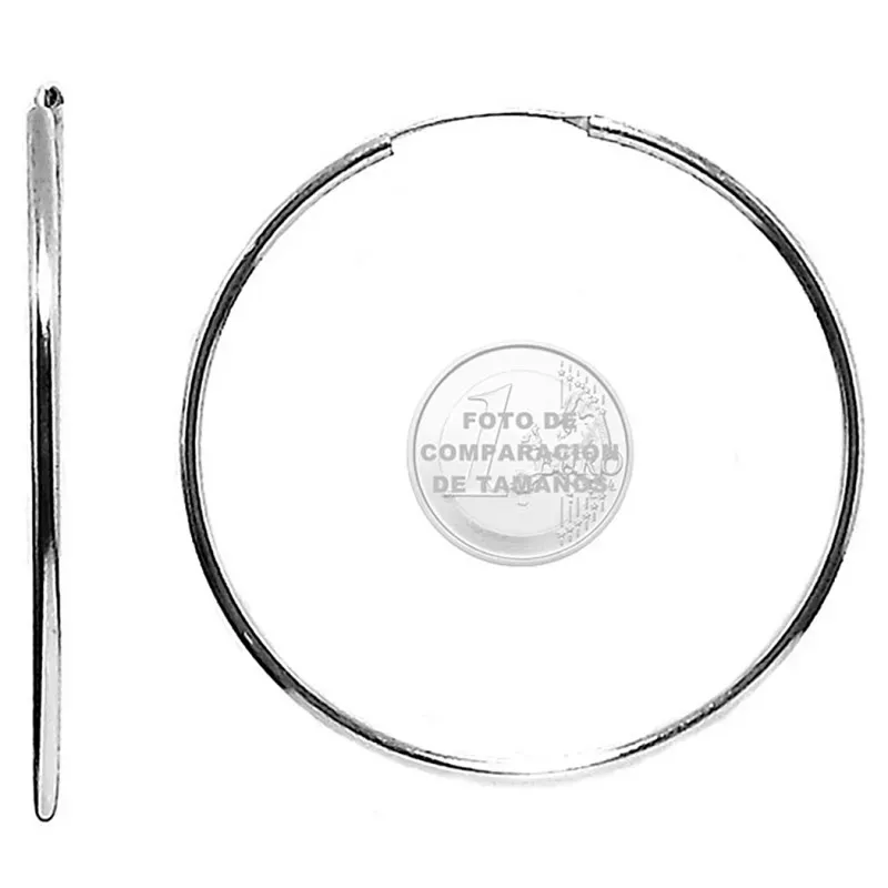 Pendientes plata Ley aros redondos lisos [1970]