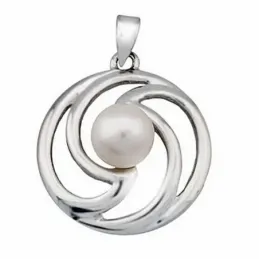 Colgante plata Ley 925m 20mm. rodiada perla botón