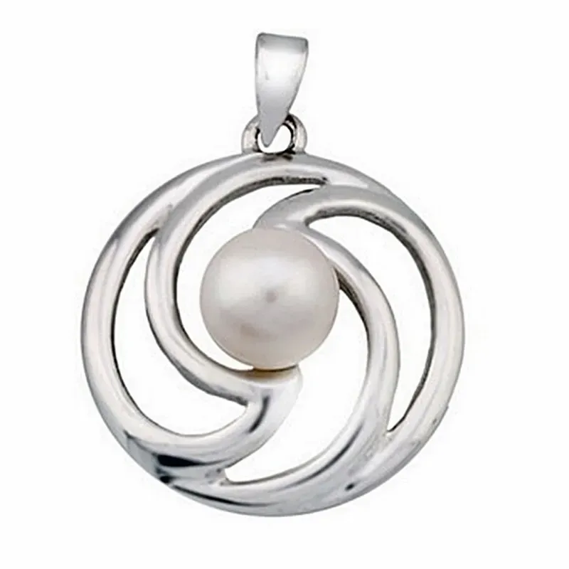 Colgante plata Ley 925m 20mm. rodiada perla botón