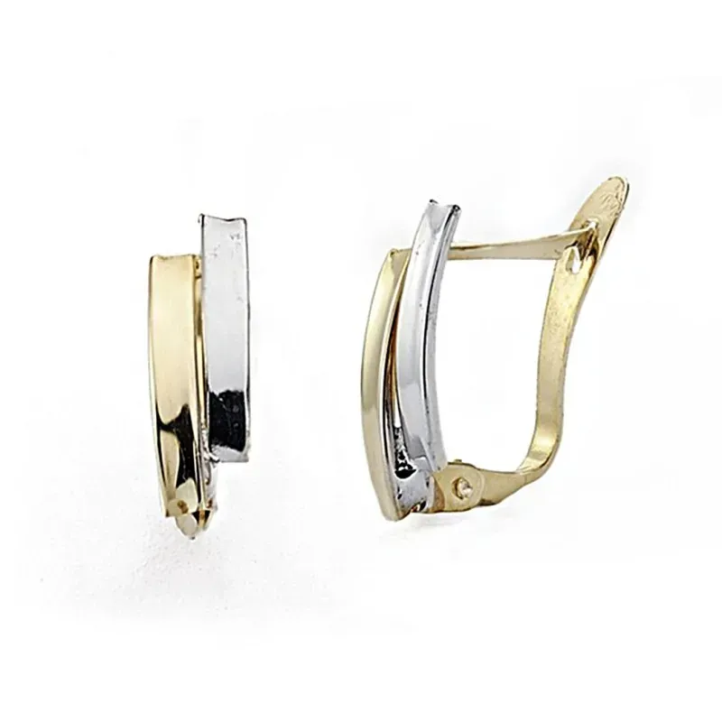 Pendientes oro 9k bicolor bandas 12mm. cierre catalán [7856]