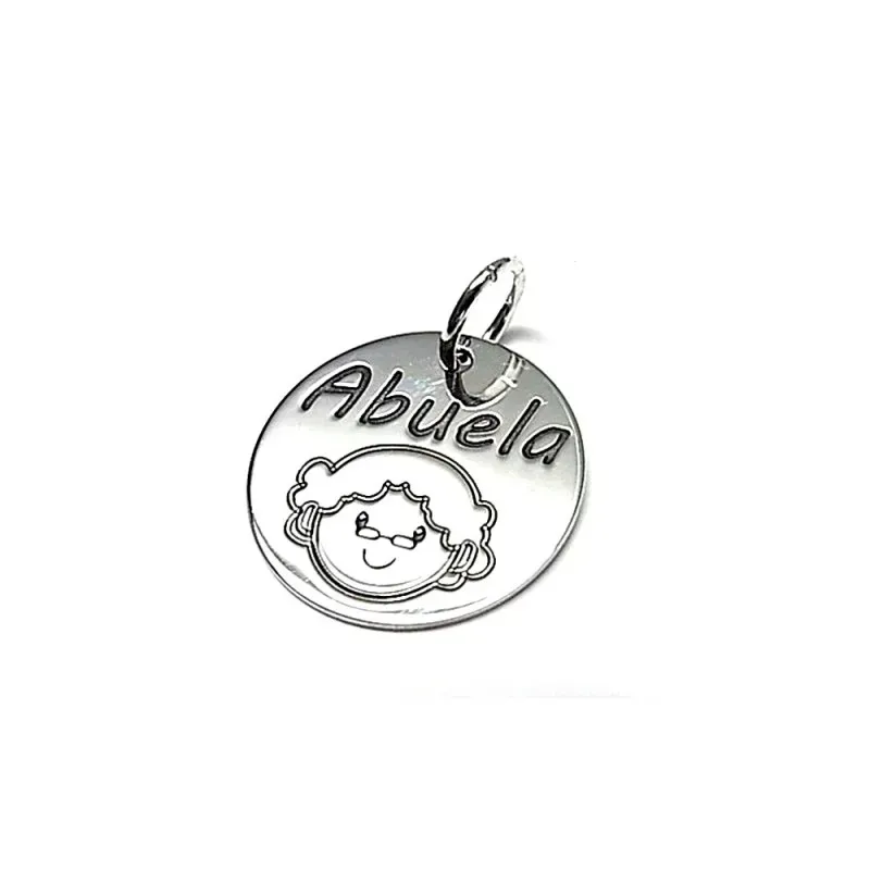 Colgante plata ley 925m oxidado 18mm. disco ABUELA [AA7807]