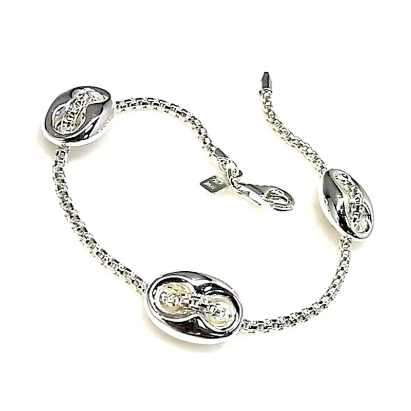 Pulsera plata ley 925m cadena coreana motivos calabrotes [AB0282]