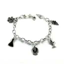 Pulsera plata Ley 925m fetiche 19.5cm. motivos farmacéutica [AB0972]
