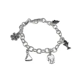 Pulsera plata Ley 925m fetiche 19.5cm. motivos farmacéutica [AB0972]