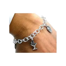 Pulsera plata Ley 925m fetiche 19.5cm. motivos farmacéutica [AB0972]